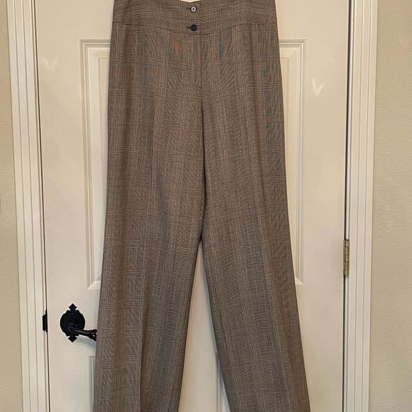 JONES NEW YORK Stretch Wool Glen Plaid Wide Leg Trousers Size 10 - Picture 11 of 11
